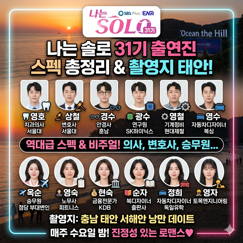 나는 솔로31기 출연진 직업 인스타 촬영지 정보 총정리