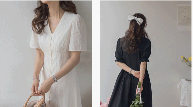 리린 원피스 화이트와 블랙