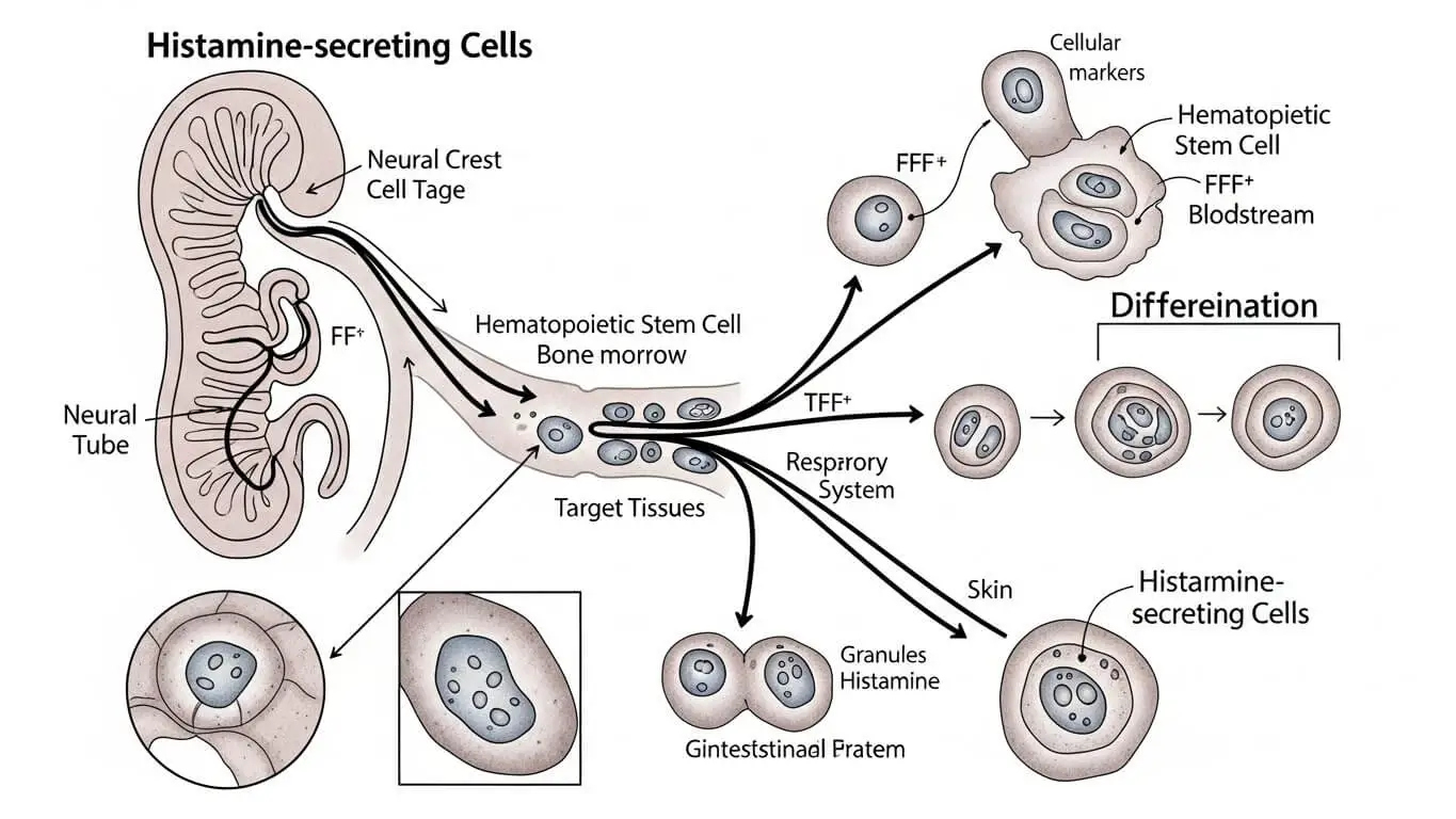 히스타민 분비 세포의 발생학적 기원과 분화 과정