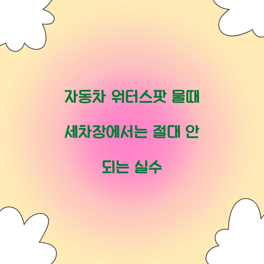 자동차 워터스팟 물때 세차장에서는 절대 안 되는 실수  