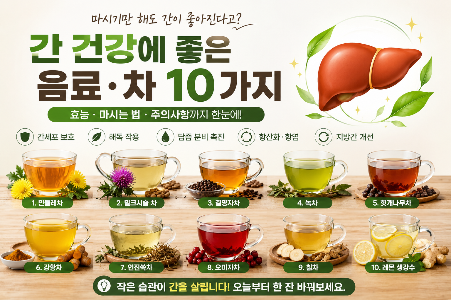간 건강에 좋은 10가지