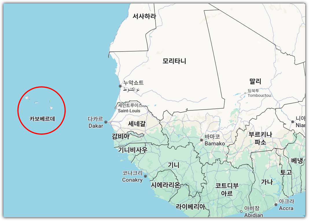 카보베르데 공화국 위치, 지도