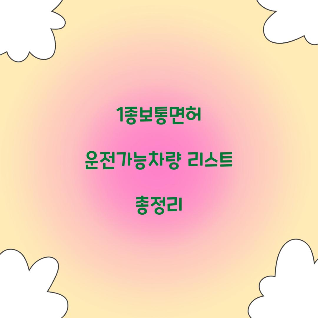 1종보통면허 운전가능차량 리스트