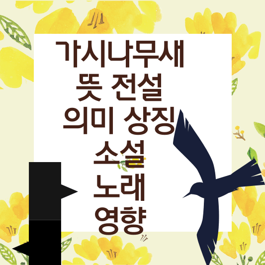 검은 새 한마리가 날고 있고 그 앞에 검은 가시나무가 있다 그리고 가운데 가시나무새라는 글자가 적혀있다