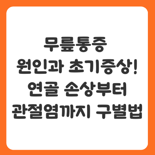 무릎통증 원인과 초기증상! 연골 손상부터 관절염까지 구별법