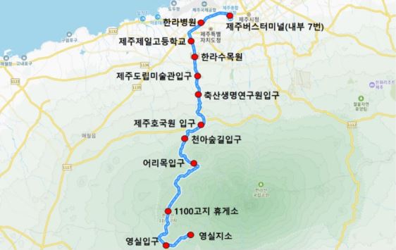 1100번 버스 운행 경로