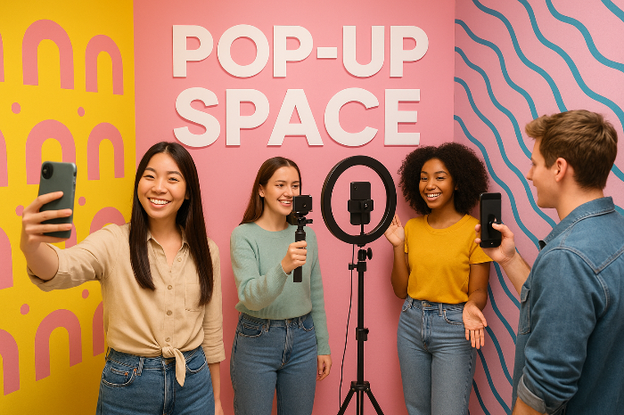 SNS용 사진을 촬영하는 방문객들