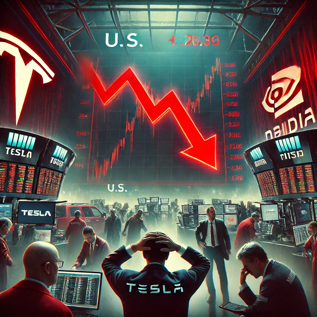 테슬라와 엔비디아 주가 하락 관련 사진