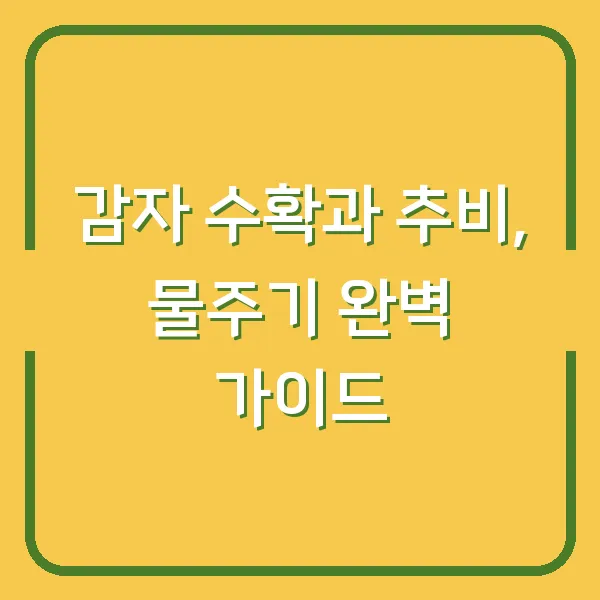 감자 수확과 추비, 물주기 완벽 가이드