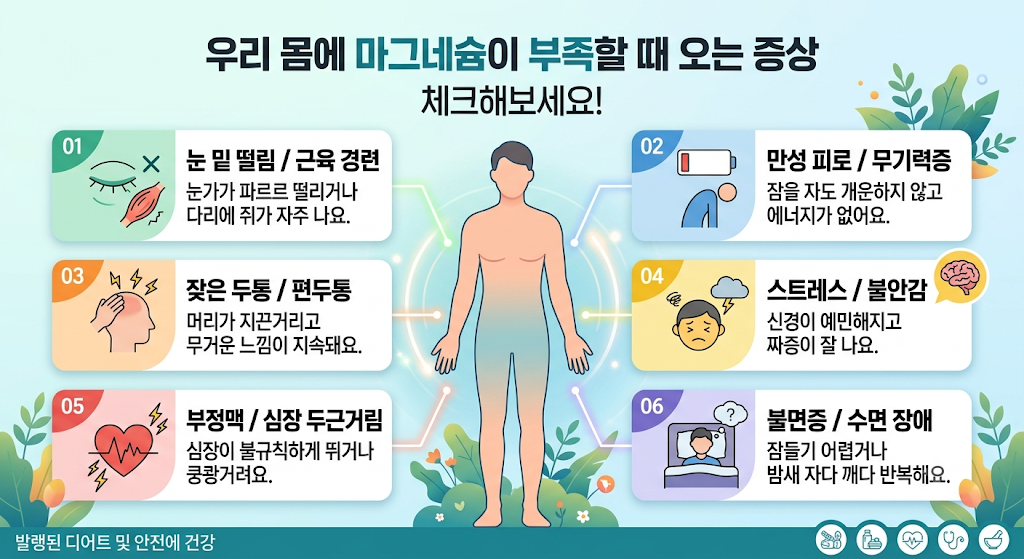 우리 몸에 마그네슘이 부족하면 나타나는 증상