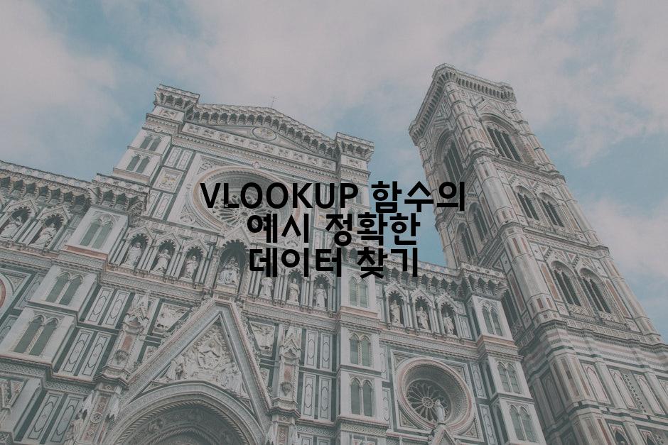 VLOOKUP 함수의 예시 정확한 데이터 찾기