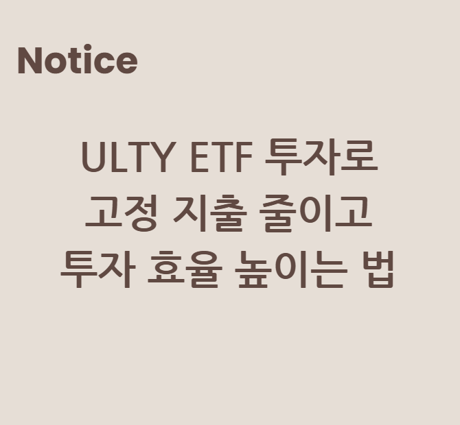 ULTY ETF 투자로 고정 지출 줄이고 투자 효율 높이는 법