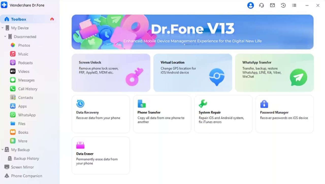 Dr.Fone 웹사이트