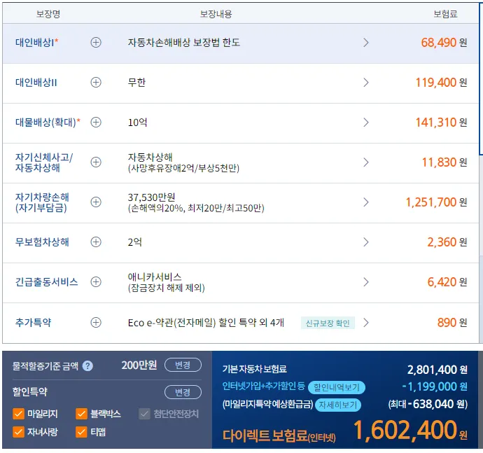 삼성화재 마이바흐 S680 보험료