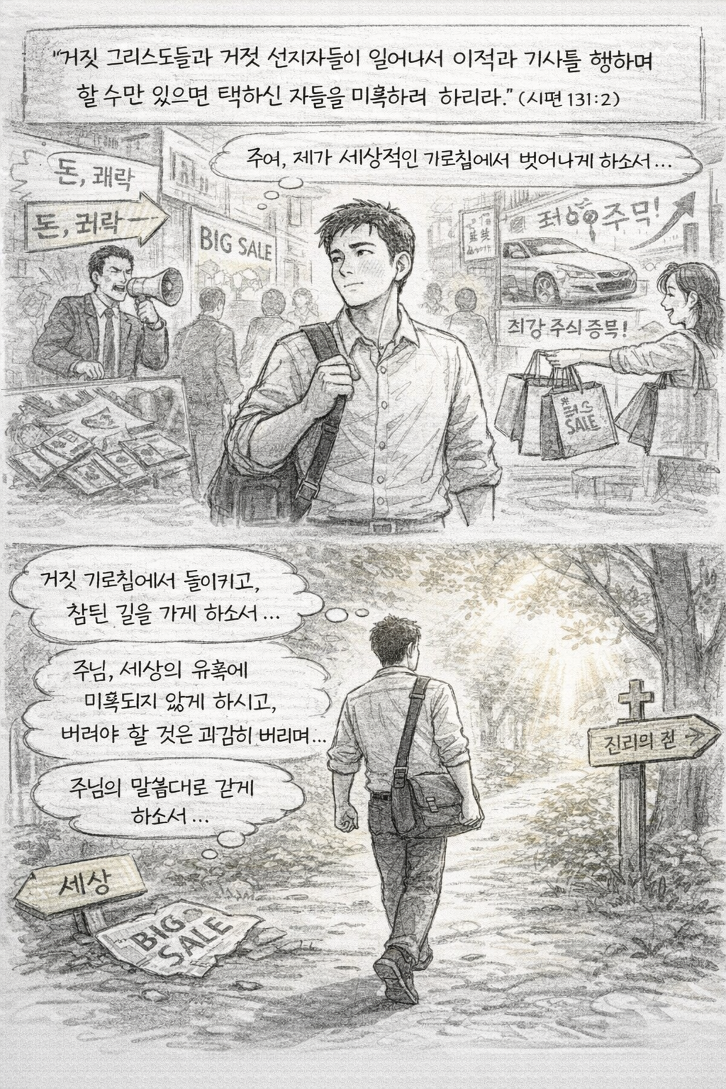 막 13:22 말씀을 보며, 거짓 가르침이나 세상적인 인도함을 분별하고, 그것으로부터 돌이키는 삶을 살아가야 하겠습니다. 주여, 제가 세상적인 가르침으로부터 벗어난 삶을 살아갈 수 있기를 기도합니다. 거짓 가르침에서 벗어난 삶을 살아가는 모습입니다.