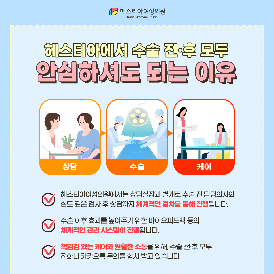 헤스티아에서 수술전후 모두 안심하셔도 되는이유