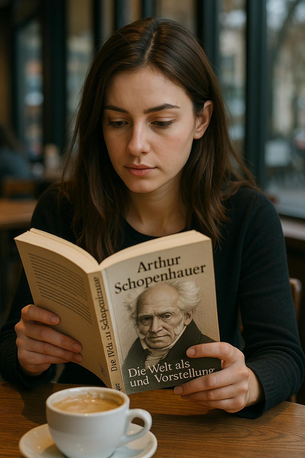 쇼펜하우어 책 읽고 있는 여성 이미지