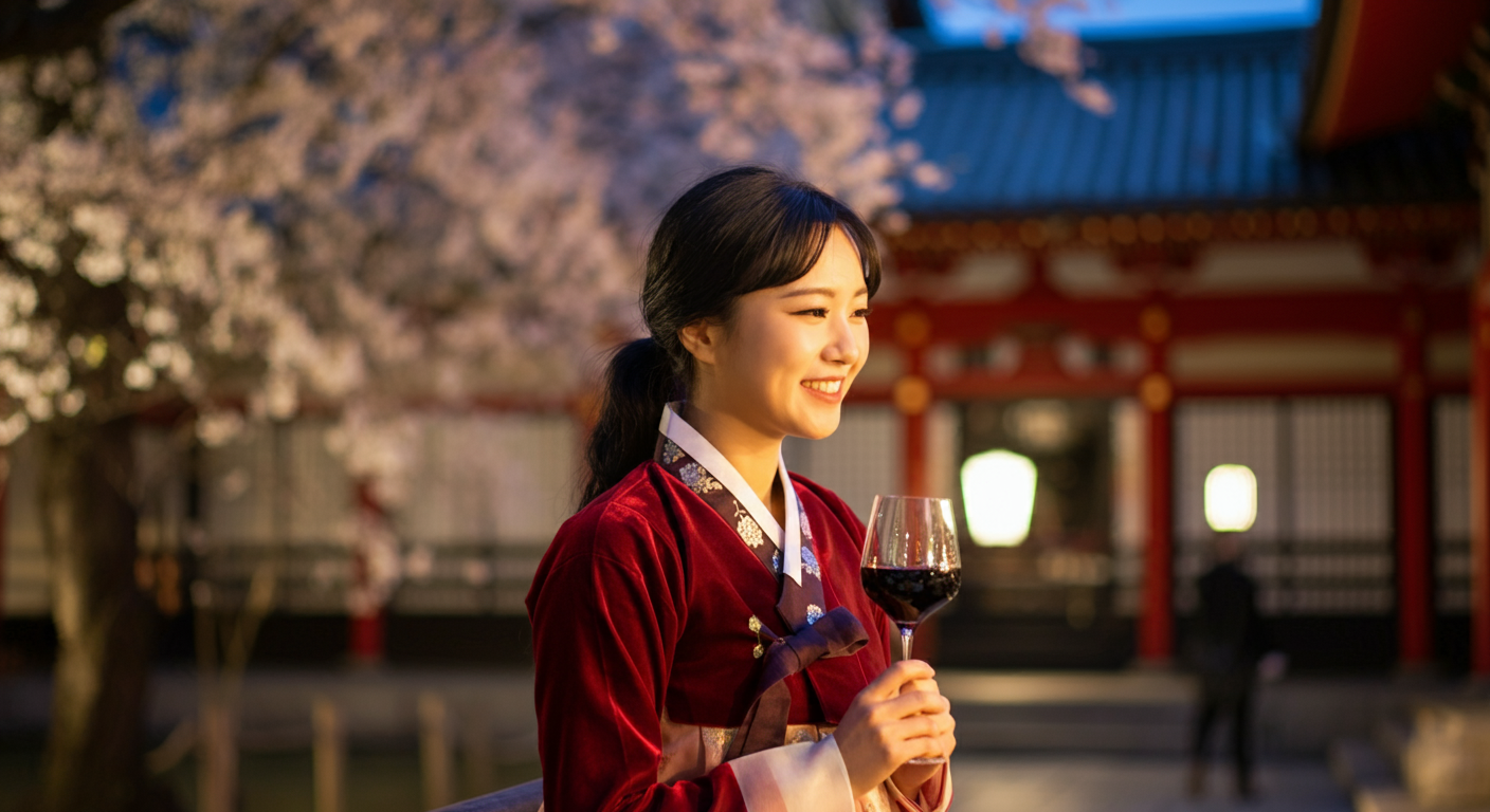 가부키 극장에서 데이트를 하는 한국인 여자