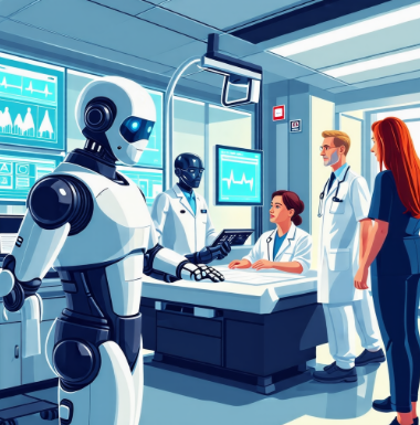 헬스케어, 금융, 교육에서의 AI 산업 이미지