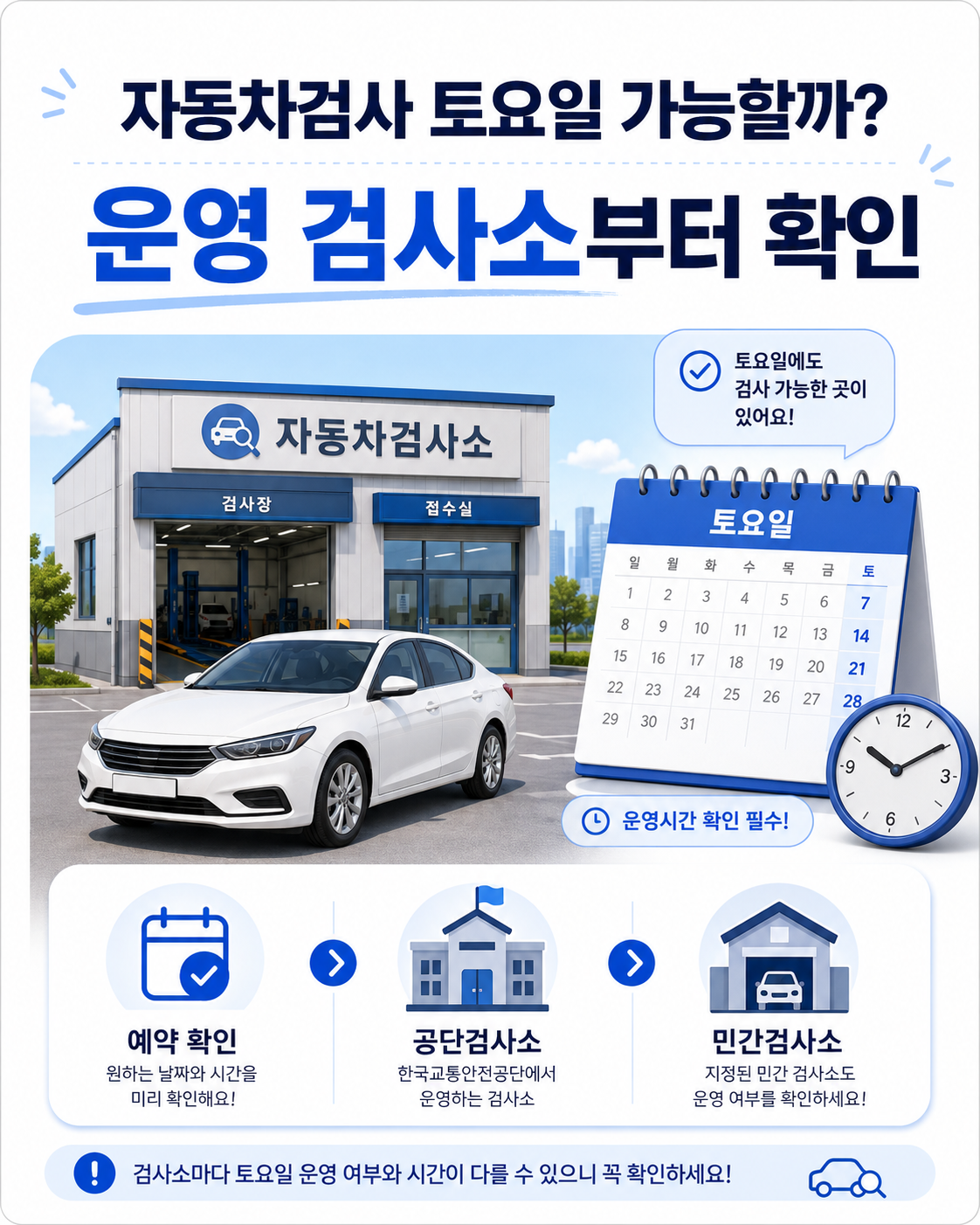 자동차검사 토요일 운영 검사소와 예약 가능 시간 확인 방법