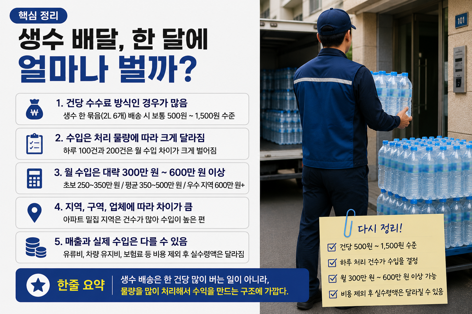 생수 배달 월 수입 핵심 정리와 실수령액 구조