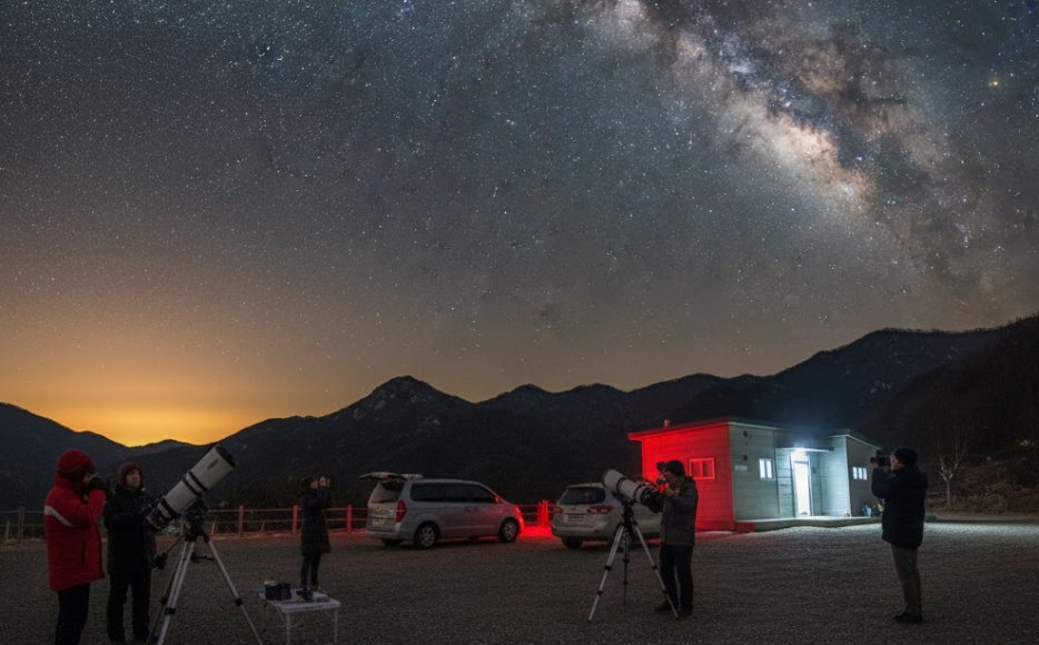 서울 근교 천체 관측지 야간 풍경