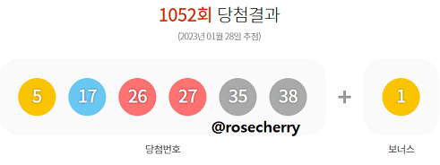 1052회차-당첨결과번호-230128