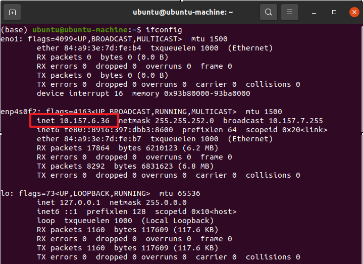 ubuntu ifconfig