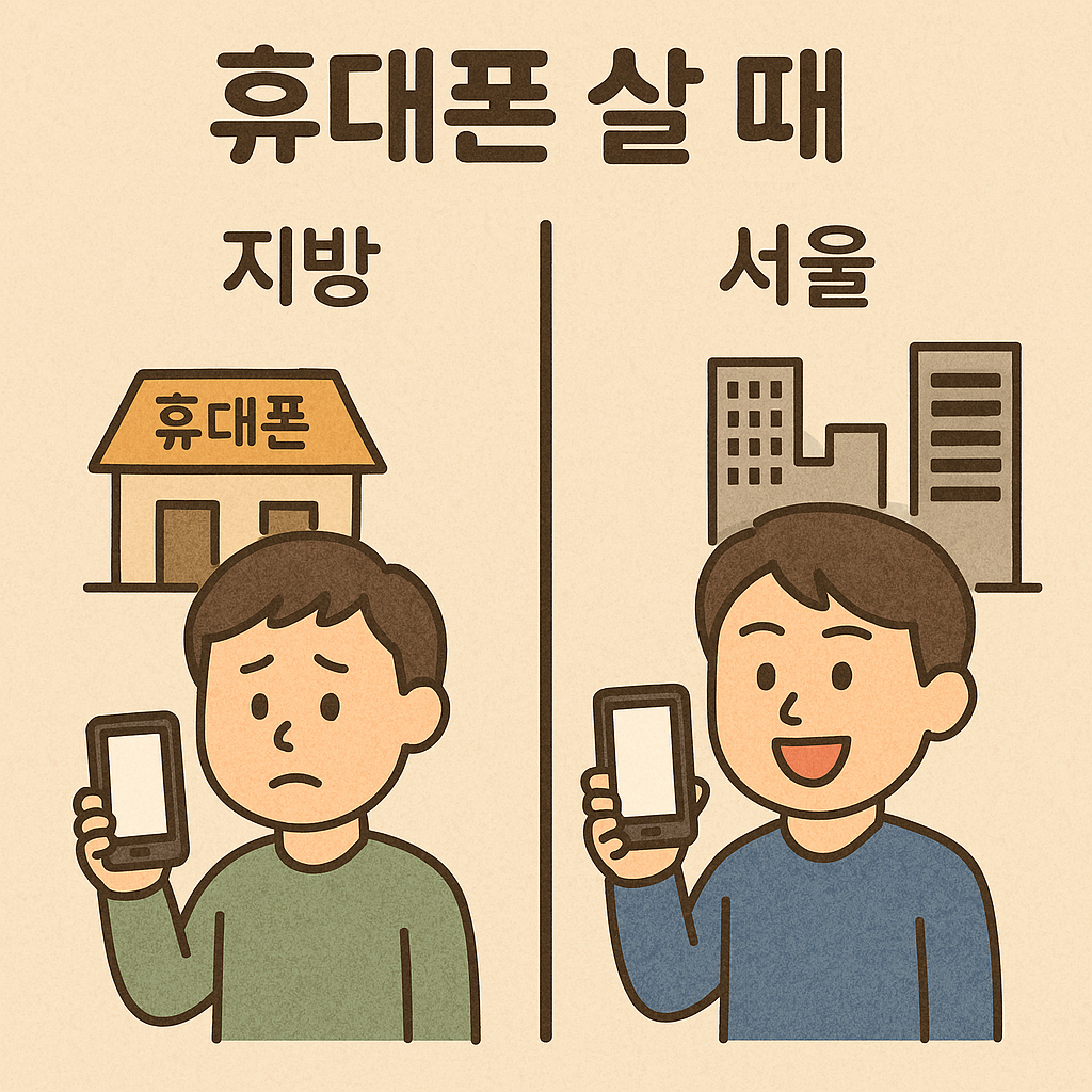 휴대폰 살 때 서울과 지방의 차이
