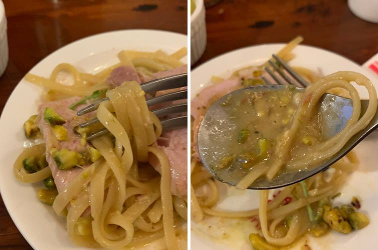 피스타치오와 납작 파스타면