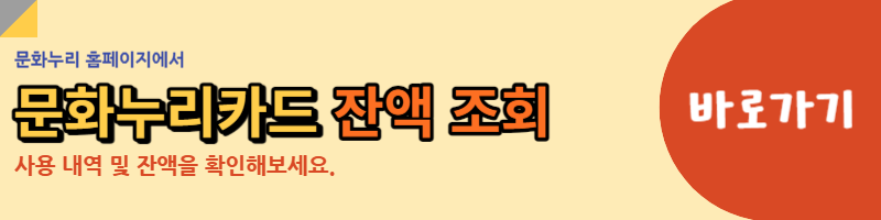 문화누리 홈페이지에서 잔액조회