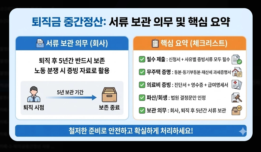 퇴직금 중간정산 사유 필요서류 완벽 정리 2026년