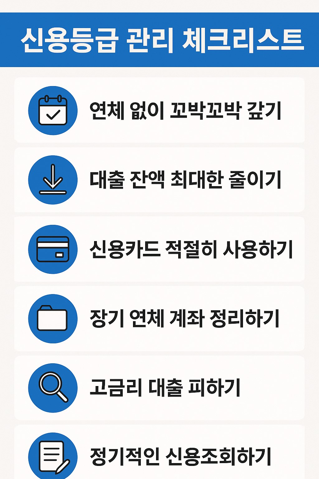 신용등급 관리 체크리스트 인포그래픽