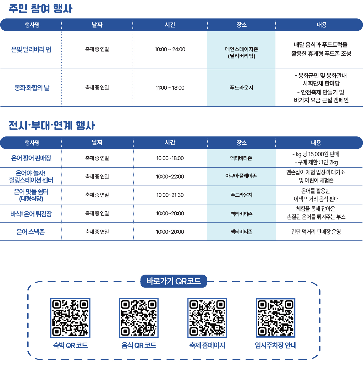 봉화주민참여행사,전시,부대,연계행사