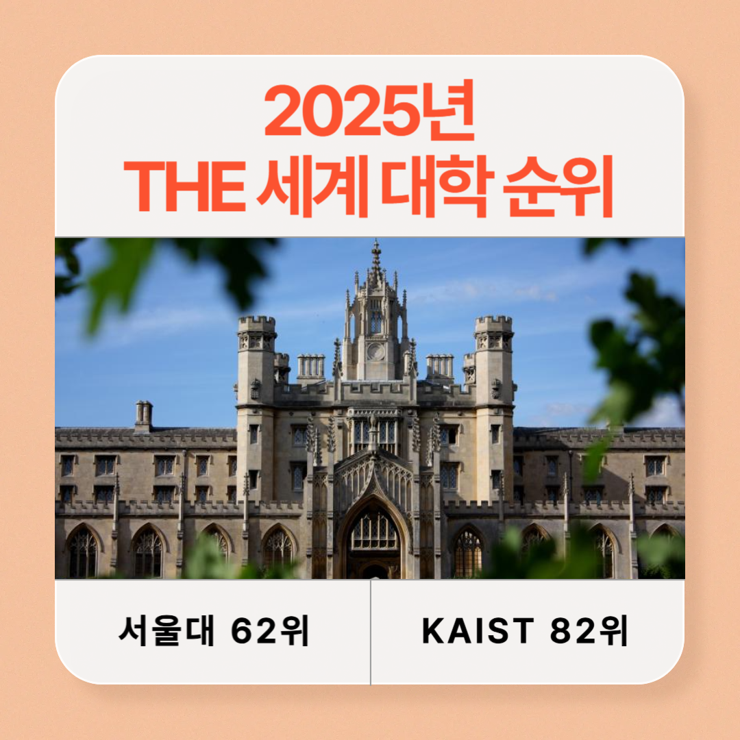2025년 타임즈 고등교육(THE) 세계 대학 랭킹 TOP 100 순위 썸네일