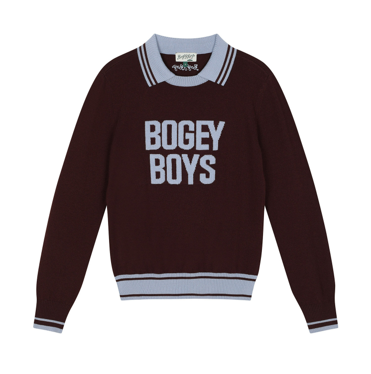 규현 <벌거벗은 세계사> 238회에서 입은 로고 레터링 카라 니트 정보 ❘ 보기보이즈 BOGEY BOYS