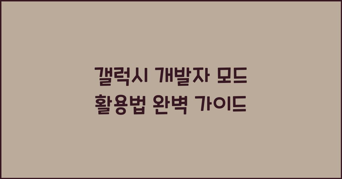 갤럭시 개발자 모드