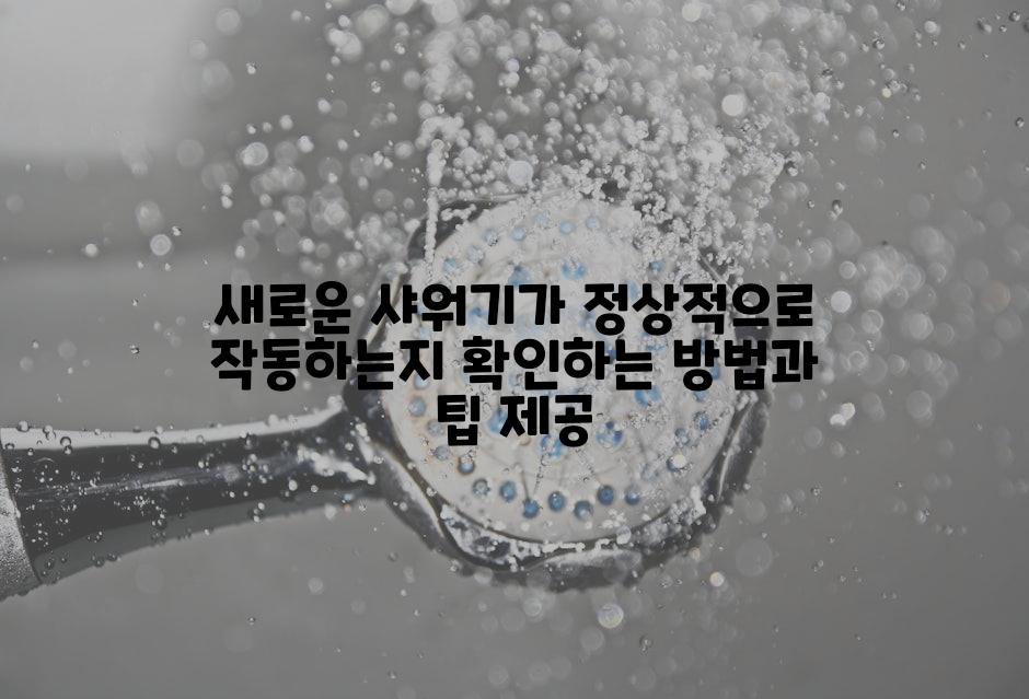 새로운 샤워기가 정상적으로 작동하는지 확인하는 방법과 팁 제공