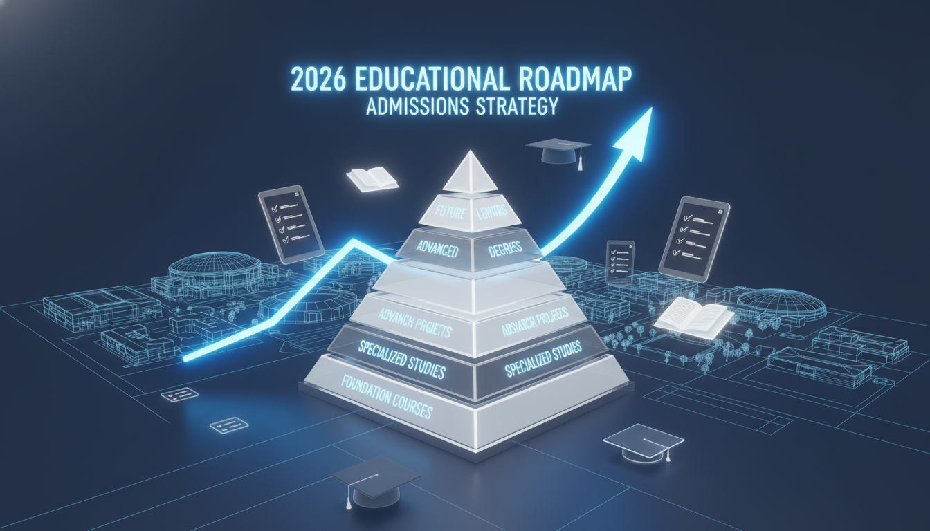 2026년 고교학점제 및 내신 5등급제 개편을 상징하는 입시 전략 로드맵 3D 일러스트