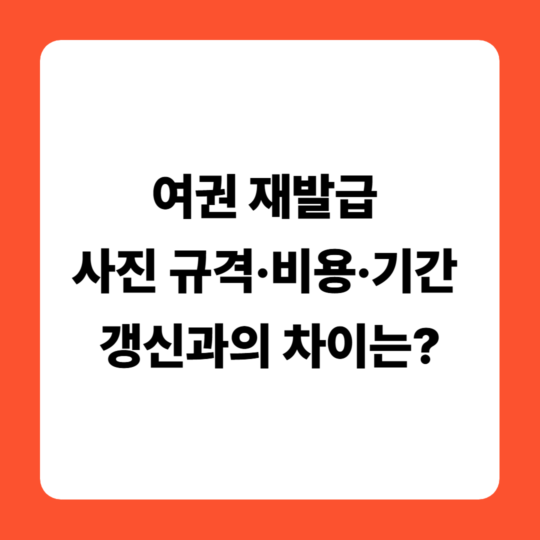 여권 재발급 사진 규격·비용·기간 총정리 – 갱신과의 차이는?