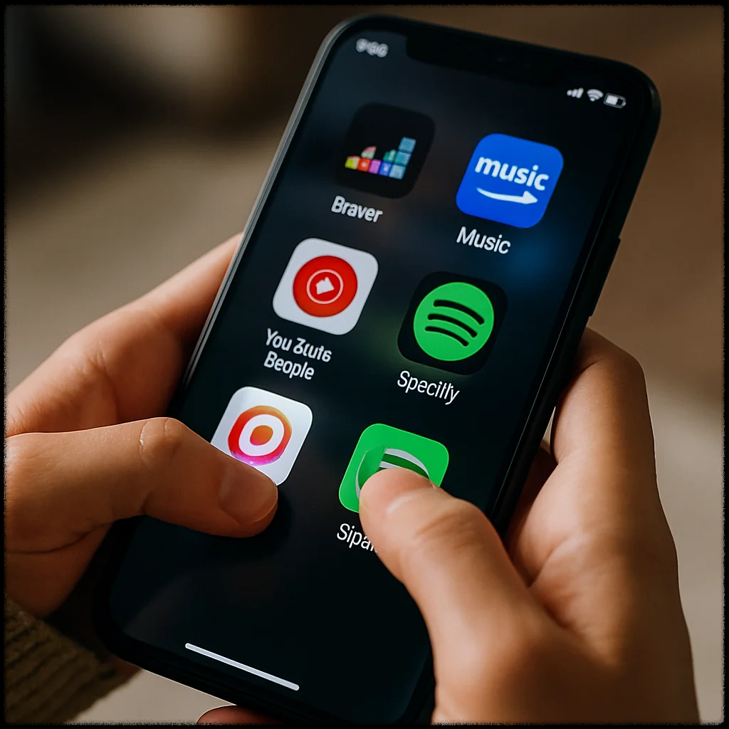 음악 스트리밍 앱을 선택 중인 사용자