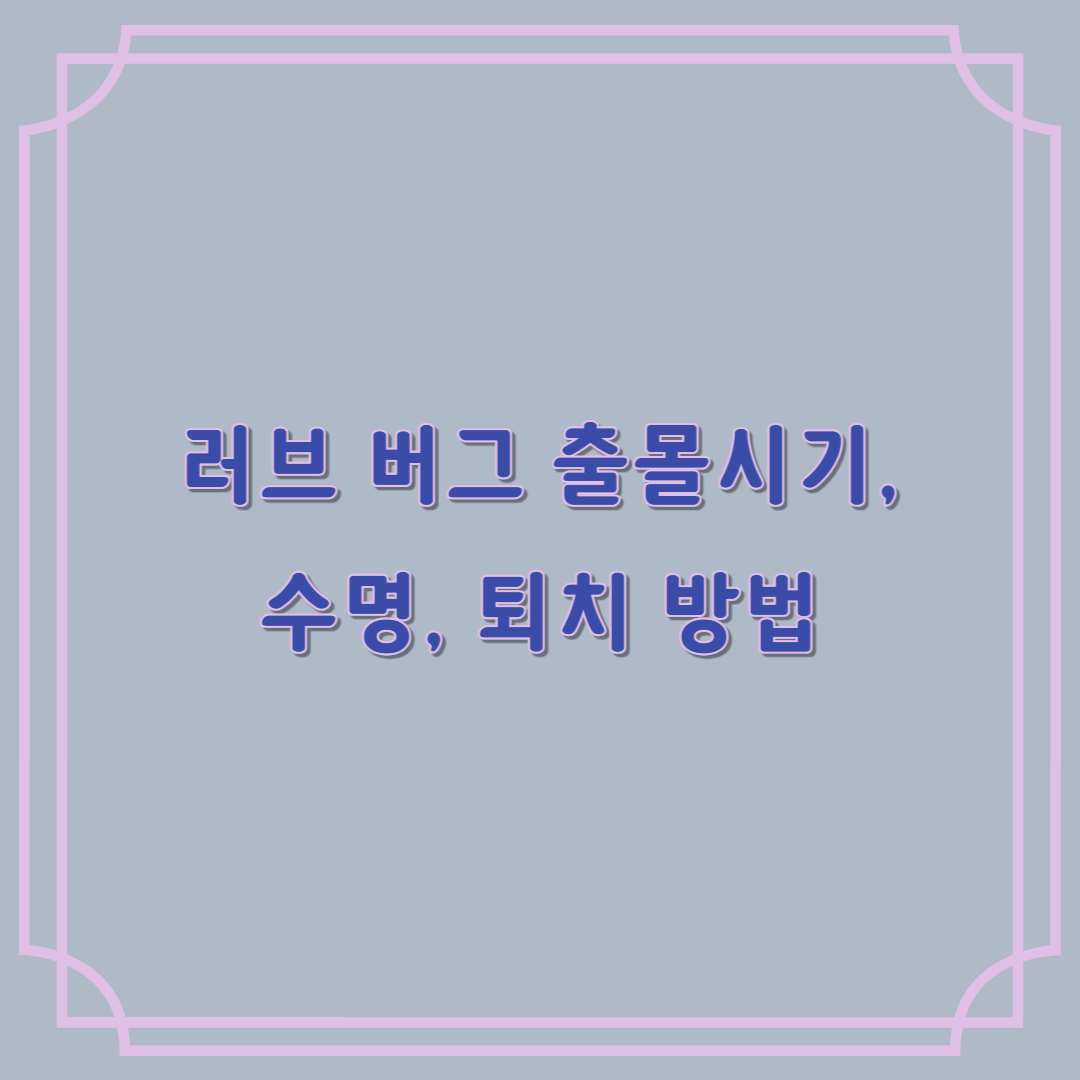 러브 버그 출몰시기, 수명, 퇴치방법