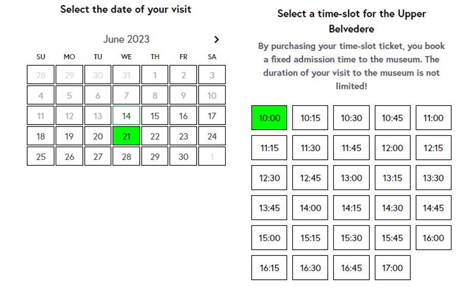 날짜 및 시간대 선택
