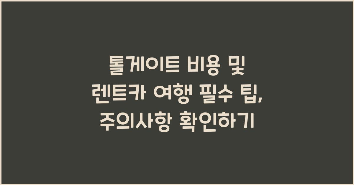 톨게이트 비용