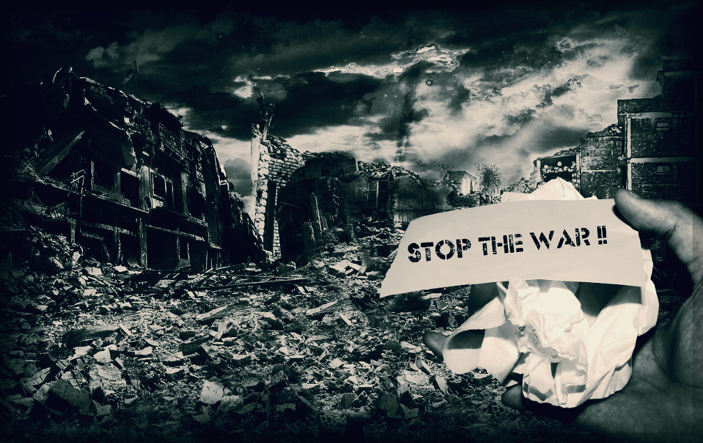 집속탄으로 폐허가 되었다.제발 전쟁이 끝나길.