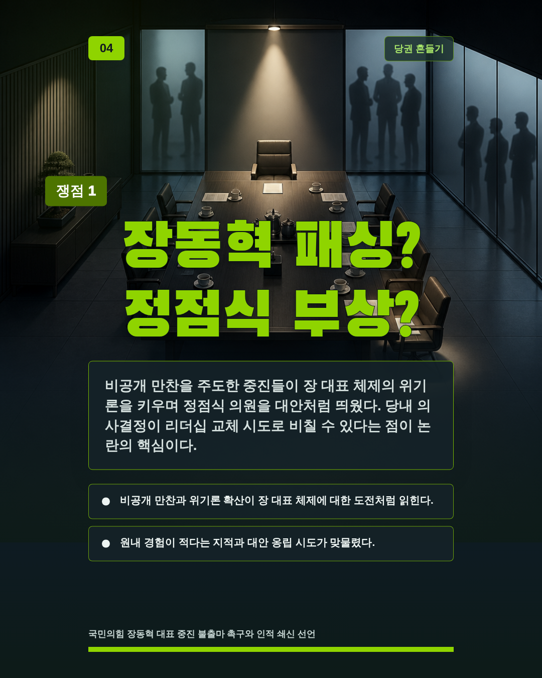 장동혁 패싱? 정점식 부상?