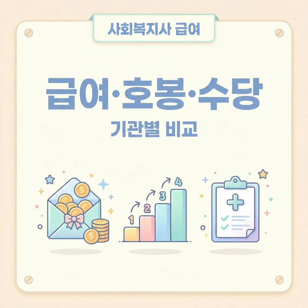 사회복지사 급여에서 호봉과 수당, 처우개선비를 계약서와 내규로 확인하는 체크리스트 이미지