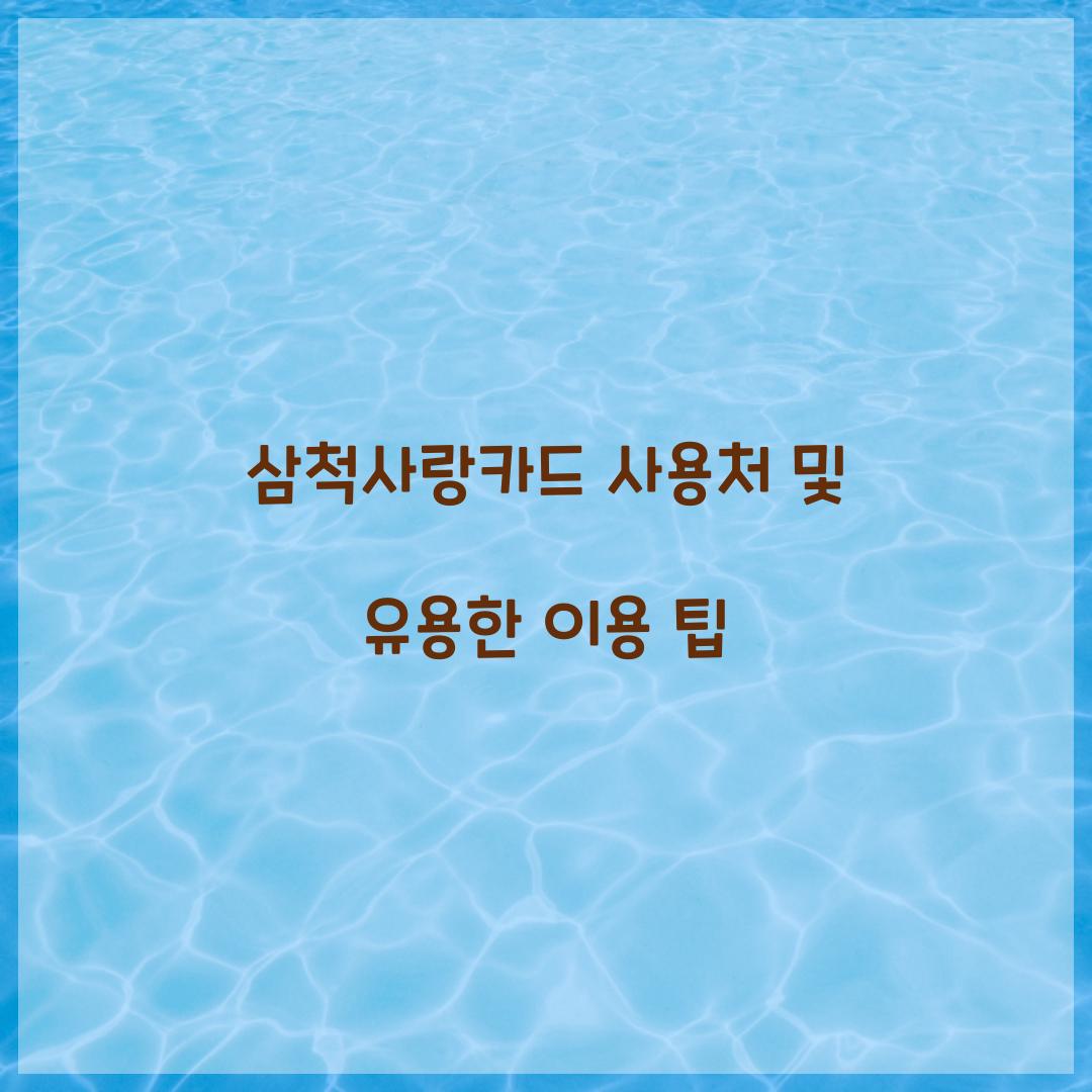 삼척사랑카드 사용처