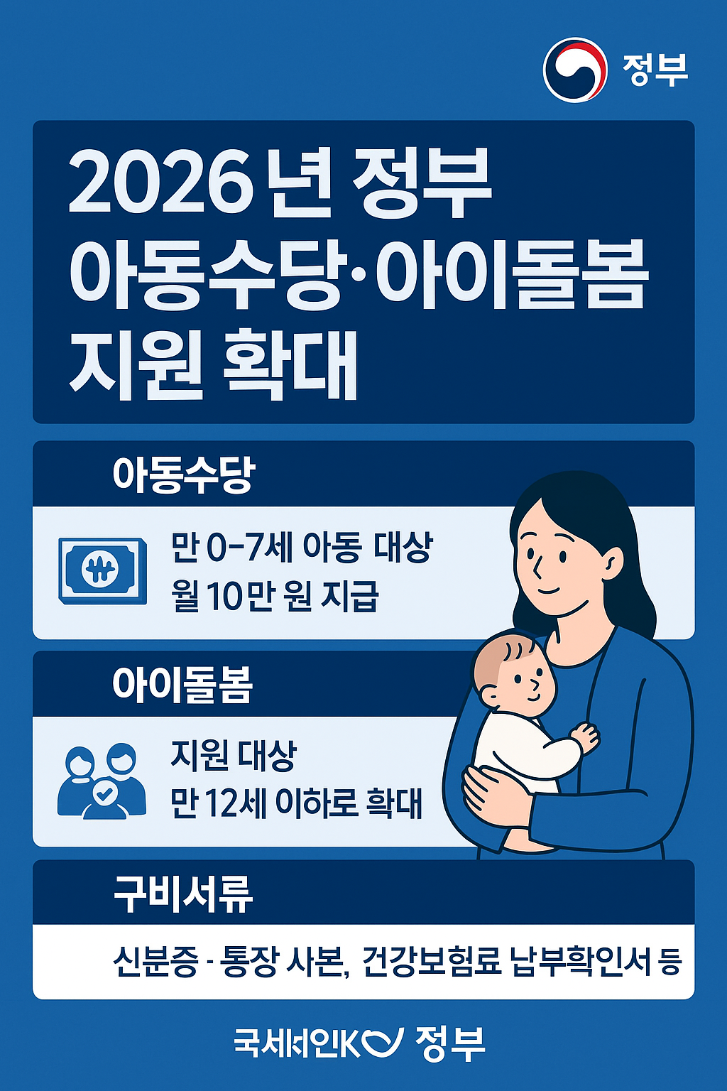 아동수당과 아이돌봄 관련 사진첨부