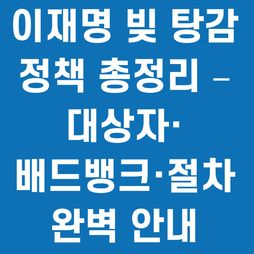 이재명 빚 탕감 정책 총정리 – 대상자·배드뱅크·절차 완벽 안내